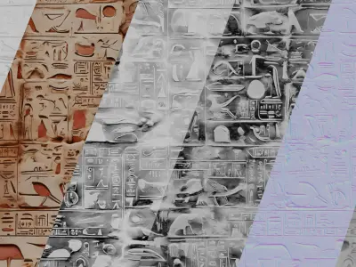Ancient Egypt Hieroglyphs - VOL 3 - 6 Seamless PBR Texture