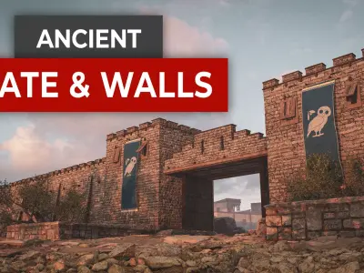 Ancient Greek Walls Gates and Towers 3D model
