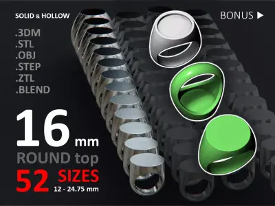16 mm Signet ring Pack 3D print model
