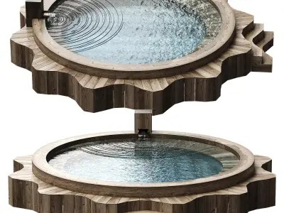 star wooden pool Low-poly 3D model