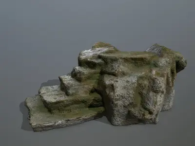 Altar Set piece of rock Low-poly 3D model