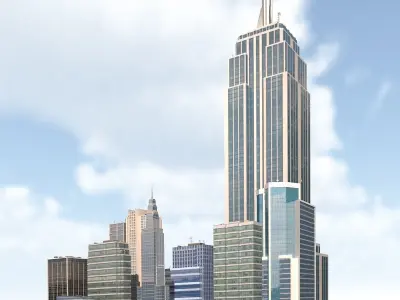 High Rise City Building BUNDLE 2 Low-poly 3D model