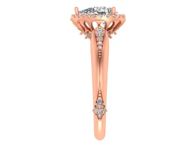 Pear-Shaped Halo Diamond Engagement Ring 3D print model