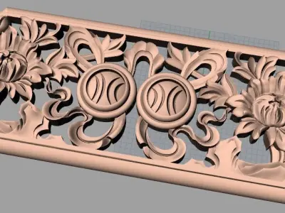 Door decorative flower 3D STL model used for CNC router E038 3D model