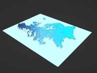 Europe Map Topography Low-poly 3D model