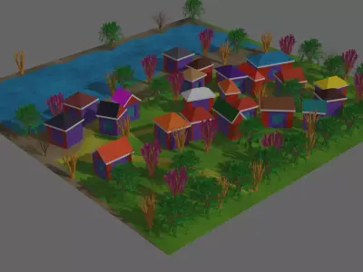 village secomber Low-poly 3D model