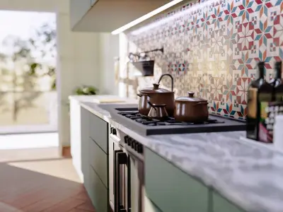 Blender Kitchen Scene Low-poly 3D model