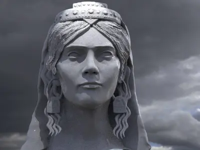 Queen Teuta Statue Grand Bust Albanian 3D model