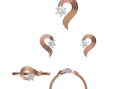 Light wt Ring Earrings Pendant set 3dm stl 1-render details 3D print model