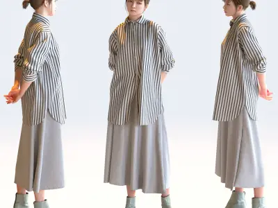 Posed Asian Casual Woman - 5 Pack 1 - C1-F1H 3D model