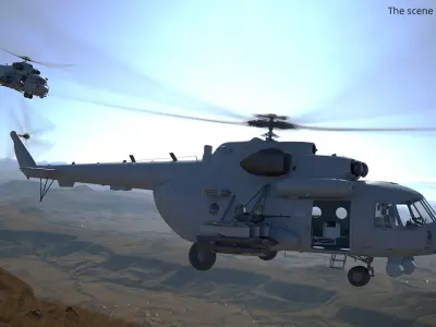 Multirole Combat Helicopter Grey 3D model
