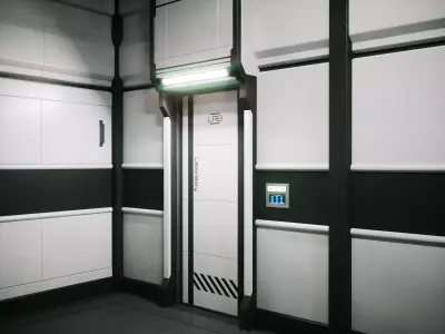 Modular Sci Fi Lab Corridor Low-poly 3D model