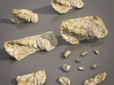 Scanned stone wall pack A 3D model