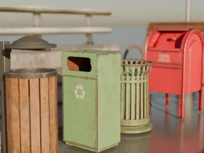 PBR Street Props Pack   Low-poly 3D model
