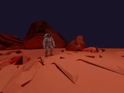 Mars Terrain and Astronaut Animation 3D model