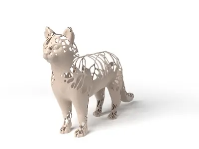 Cat Dust Voronoi Low-poly 3D model