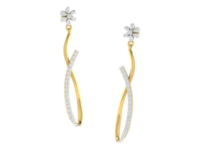 Light Weight Gold Diamond Earring  -earr16 3D print model