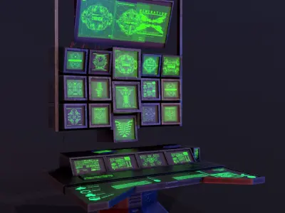 Sci-Fi Control Desk  Low-poly 3D model