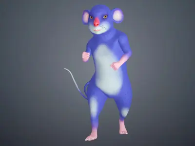 Cartoon Mouse Rigged Animal Character with Facial Control 3D model
