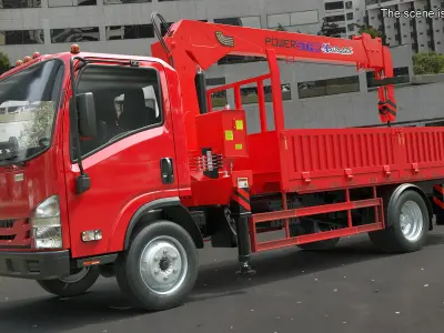  Truck Crane Manipulator ISUZU NPR Red 