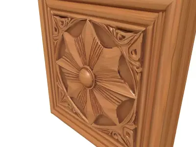 Ornate Carved Wood Decorative Panel Low-poly 3D model
