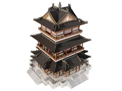 Ancient Japan Imperial Pavilion Tower 3D model