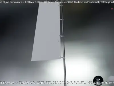 Empty Flag 8m Low-poly 3D model