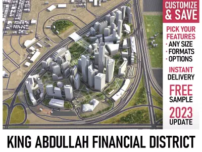 Riyadh - King Abdullah Financial District Low-poly 3D model