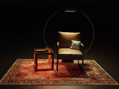 CubeChair chair with lamp and rug 3D model