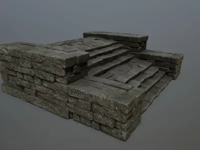 Ruin Stairs Low-poly 3D model 6