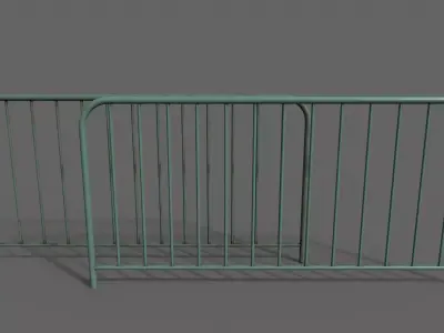 PBR Pedestrian Guard Rail Green V1 Low-poly 3D model