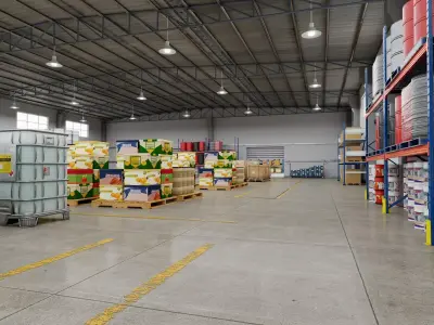 Modern Warehouse Interior Scene Low-poly 3D model