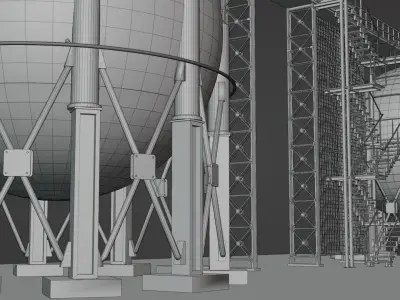 Realistic Twin Gas Storage 3D model