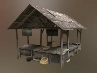 Traditional Market Low-poly 3D model