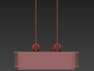 9 Light Brushed Nickel Linear Chandelier 3D model