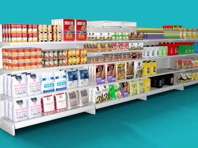 Supermarket Shelves Large Collection Low-poly 3D model