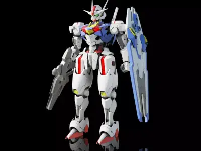 Gundam Aerial - Rigged 3D model