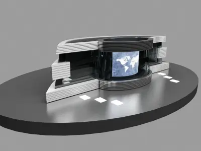 Virtual Tv Studio News Desk  3D model