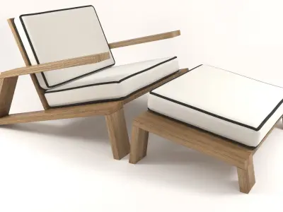 Olema Teak Lounge Chair v2 - 3ds Max 3D model