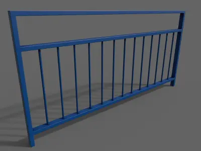 PBR Pedestrian Guard Rail Blue V3 Low-poly 3D model
