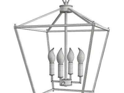 Lantern Geometric Pendant Light Wrought Iron Low-poly 3D model