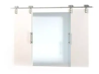 Modern White Door With Chrome Handles And Curtain Hanger 3D model