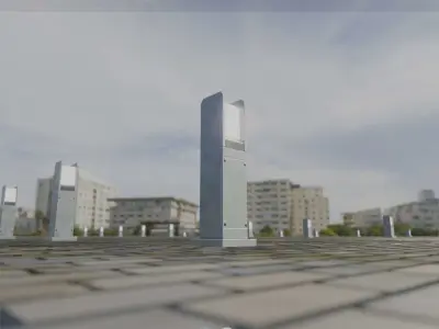 Street Light 8 Bollard 500mm Galvanized Version 1 Low-poly 3D model