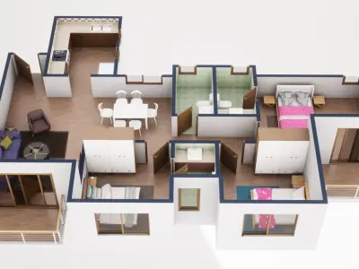 3D Floor Plan Model 58 3D model