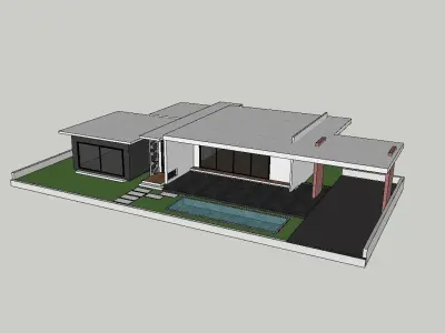 Modern Tiny House Exterior 3D SketchUp Model Lumion Render 3D model