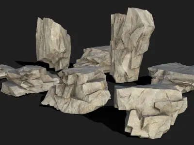 Mountain Rocks - 3D Models PBR Pack 05 Low-poly 3D model