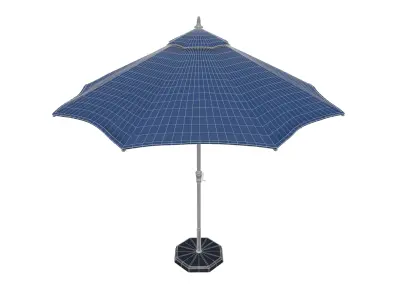Blue Patio Umbrella with Stand 3D model