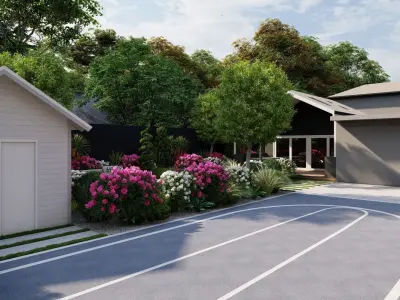 3D Exterior Scene 3D model design garden and landscape 3D model 3D model purchase
