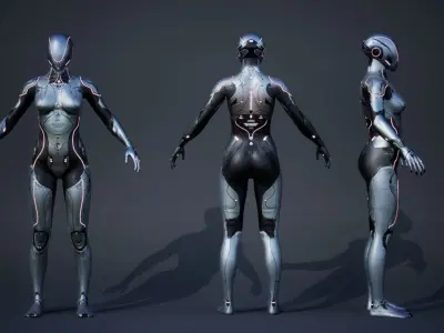 Sci-Fi Female Low-poly 3D model