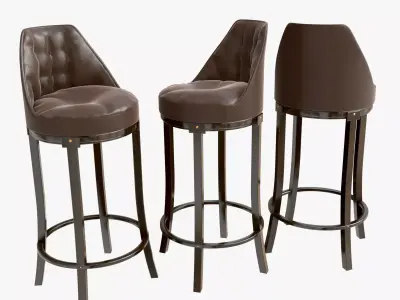 Wooden Bar chair with Leather Seat 3D model